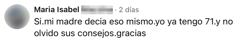 Captura del comentario original